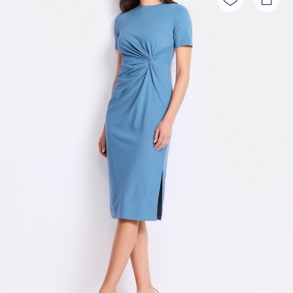 New - Market & Spruce Blue Ruched Sheath Midi Dress